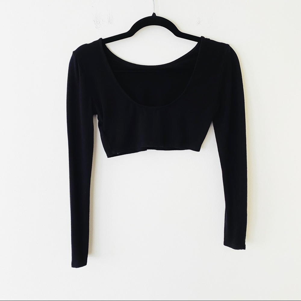 FP Beach Alia Black Crop Low Back Long Sleeve Top - Picture 5 of 8